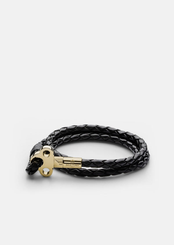 Key Leather Bracelet Gold - Black