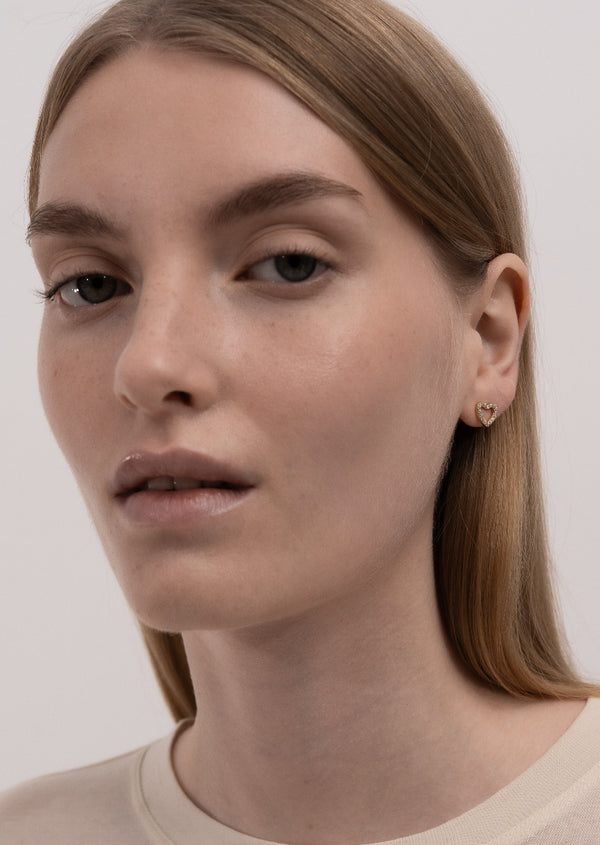 Pavé Series - Heart Earrings - Gold Vermeil