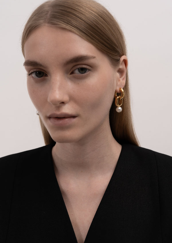 Hoop Earrings - Perle - Gold Plated