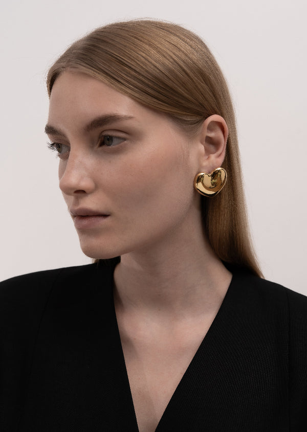 Large Heart Earrings - Gold Plated