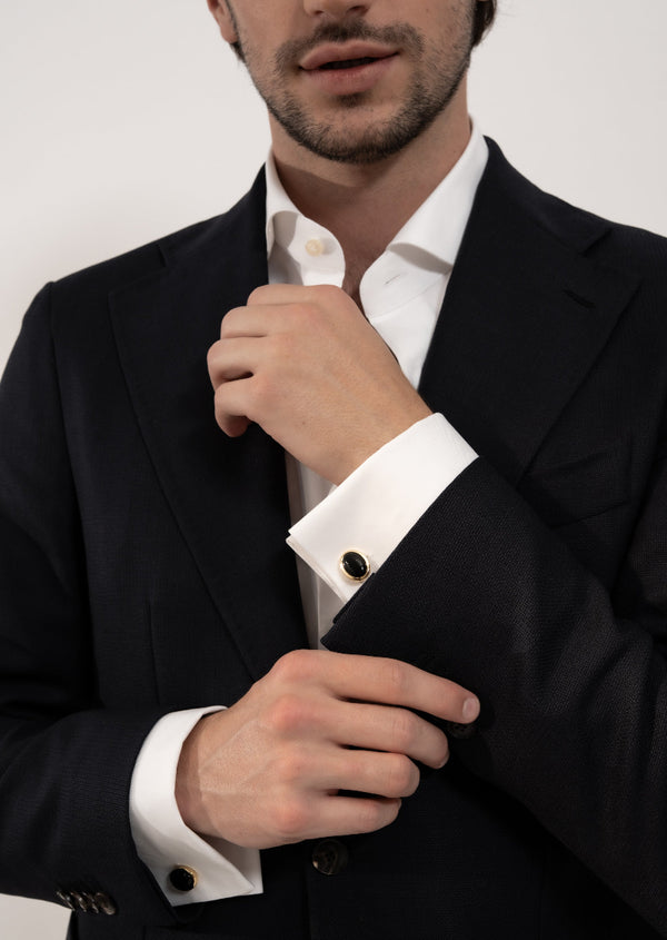 Black Tie Cufflinks - Oval & Enamel