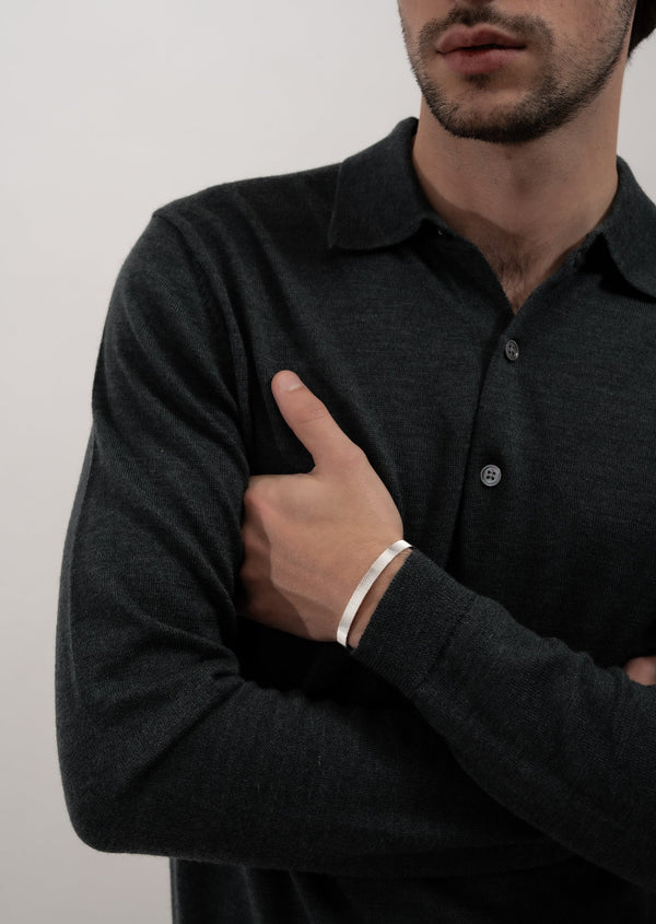 Ribbed Cuff - Silver Plated