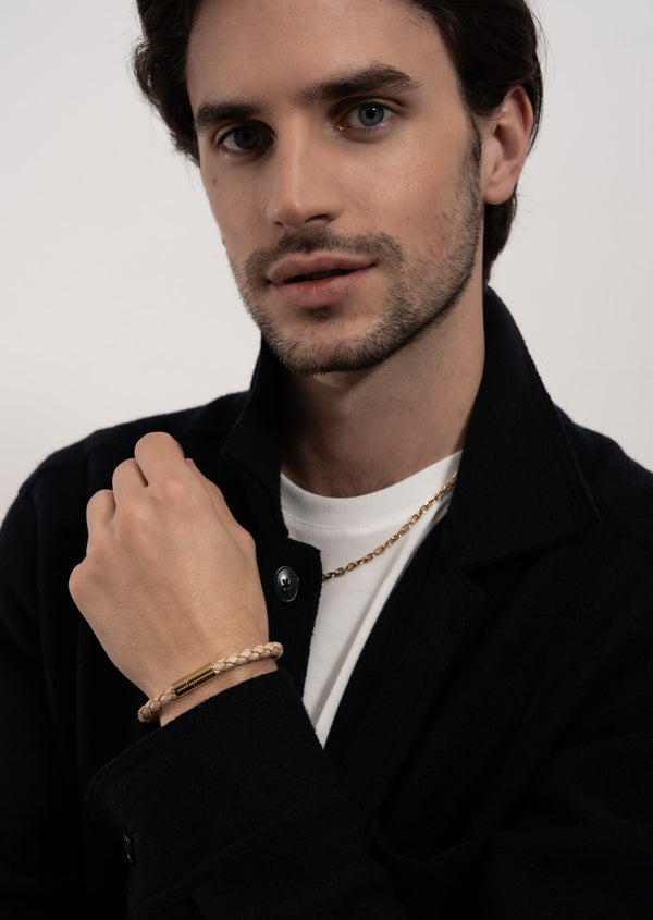 Leather Bracelet - Gold Plated / Natural