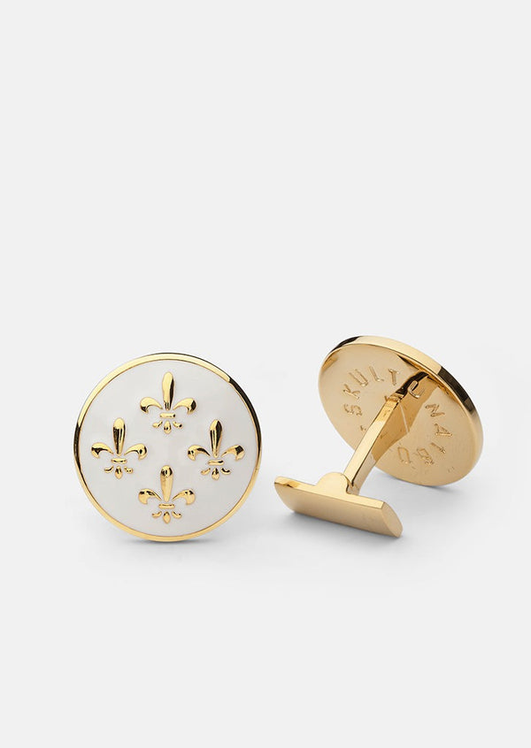 Fleur de Lys Cufflinks - White