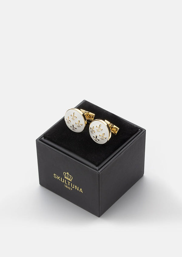 Fleur de Lys Cufflinks - White