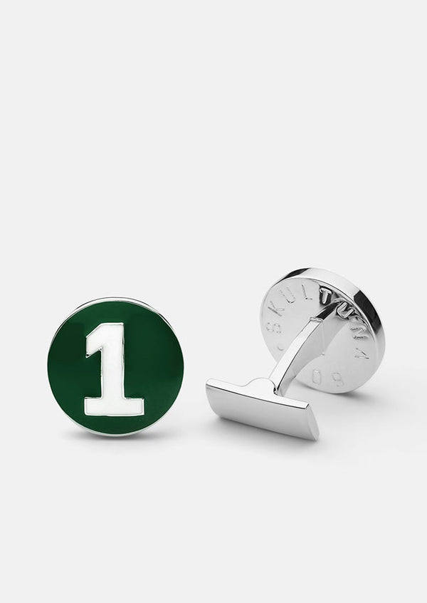 Racer Cufflinks - Racing Green & White