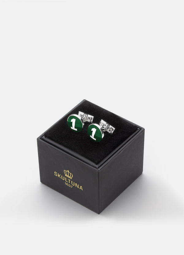 Racer Cufflinks - Racing Green & White