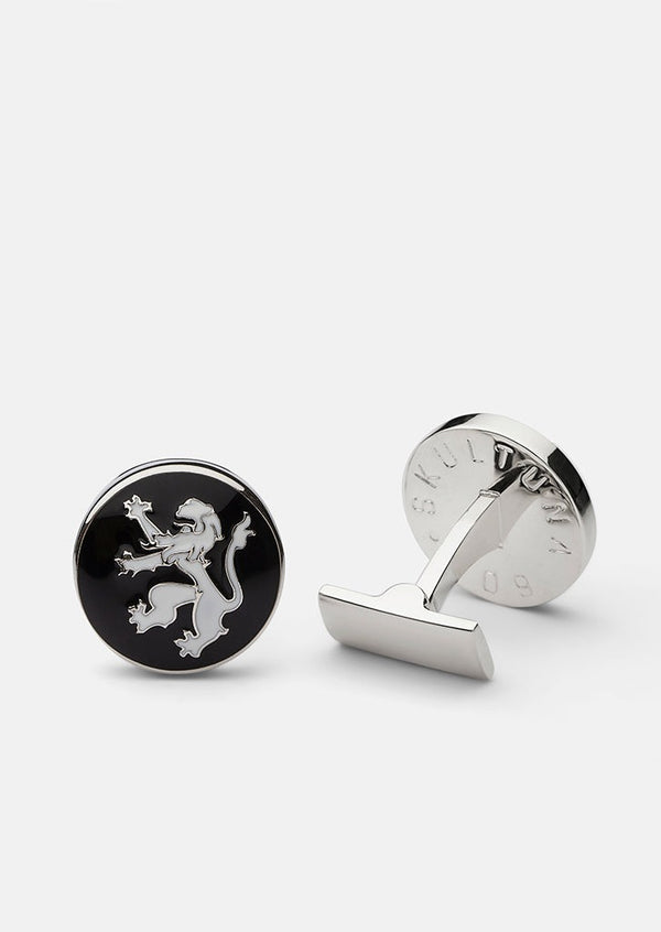 Rampant Lion Cufflinks - Black & White