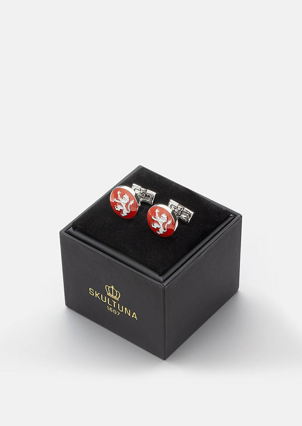 Rampant Lion Cufflinks - Red & White