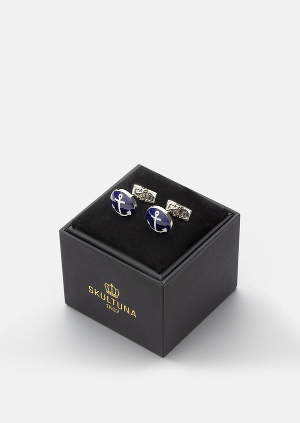 Anchor Silver Manschettknappar - Blå & Vit