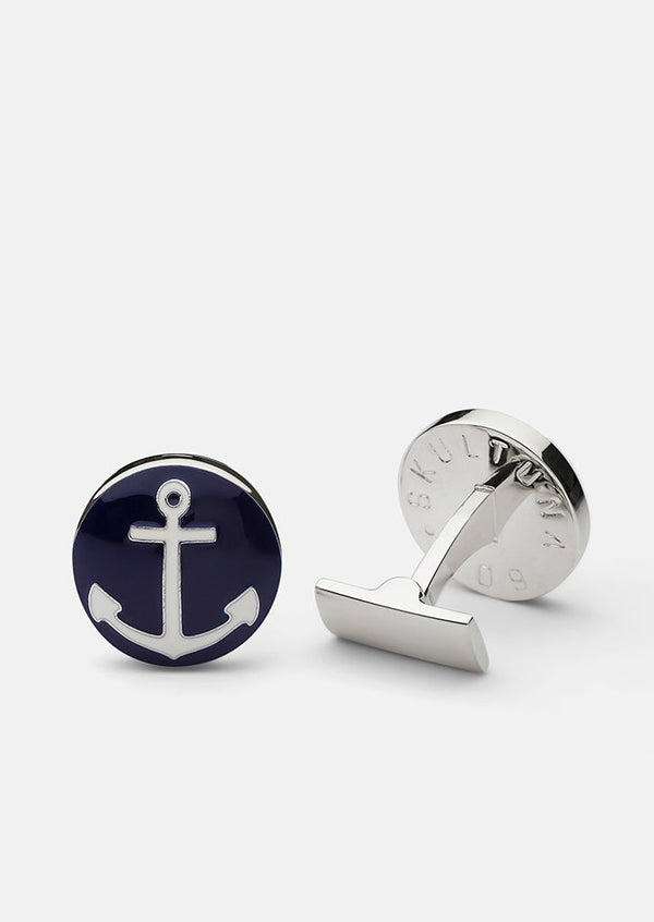 Anchor Silver Manschettknappar - Blå & Vit
