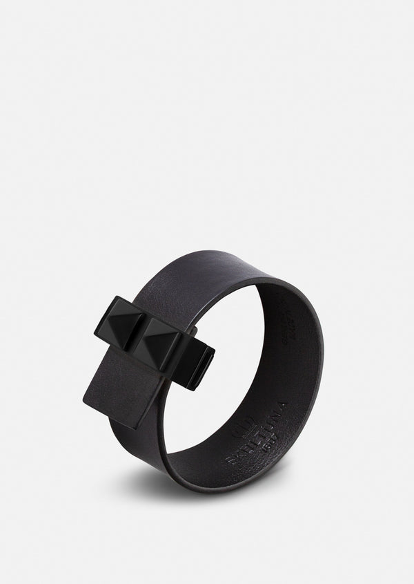 Clasp Rivets Bracelet Thin - Black