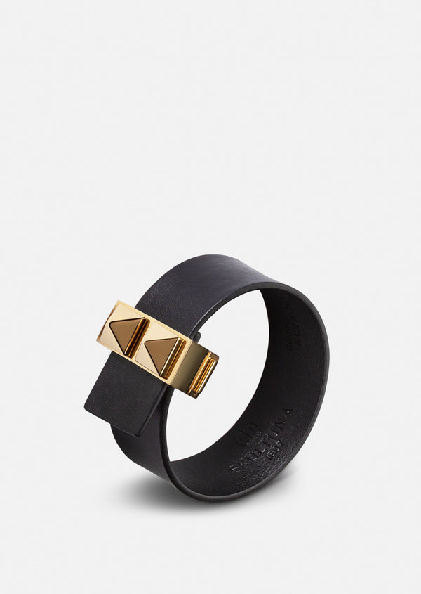 Clasp Rivets Bracelet Thin - Black