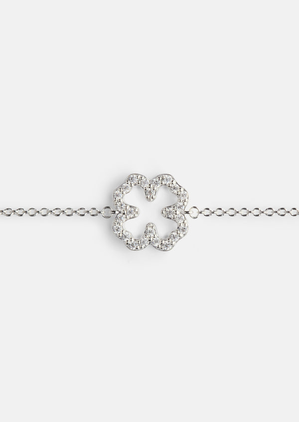 Pavé Series - Four Leaf Clover Bracelet - Sterling Silver