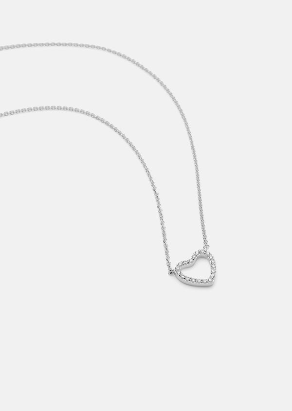 Pavé Series - Heart Necklace - Sterling Silver