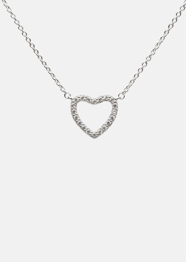 Pavé Series - Heart Necklace - Sterling Silver