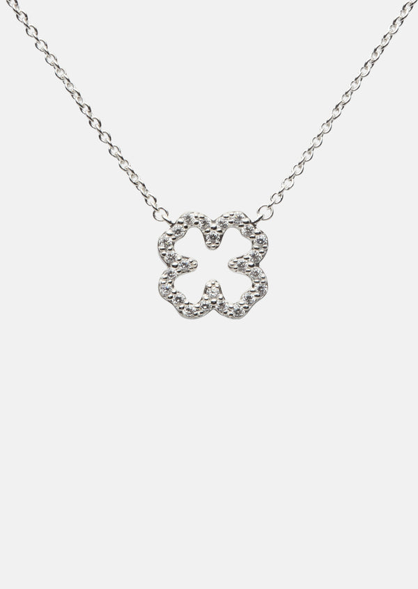 Pavé Series - Four Leaf Clover Necklace - Sterling Silver
