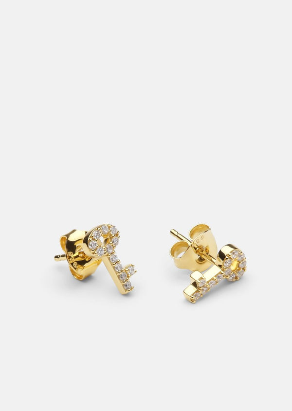 Pavé Series - Key Earrings - Gold Vermeil