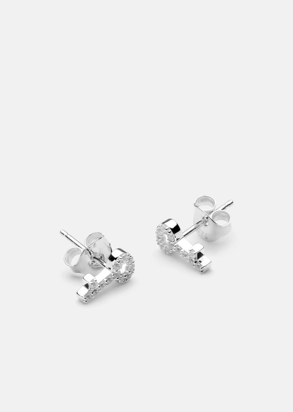 Pavé Series - Key Earrings - Sterling Silver