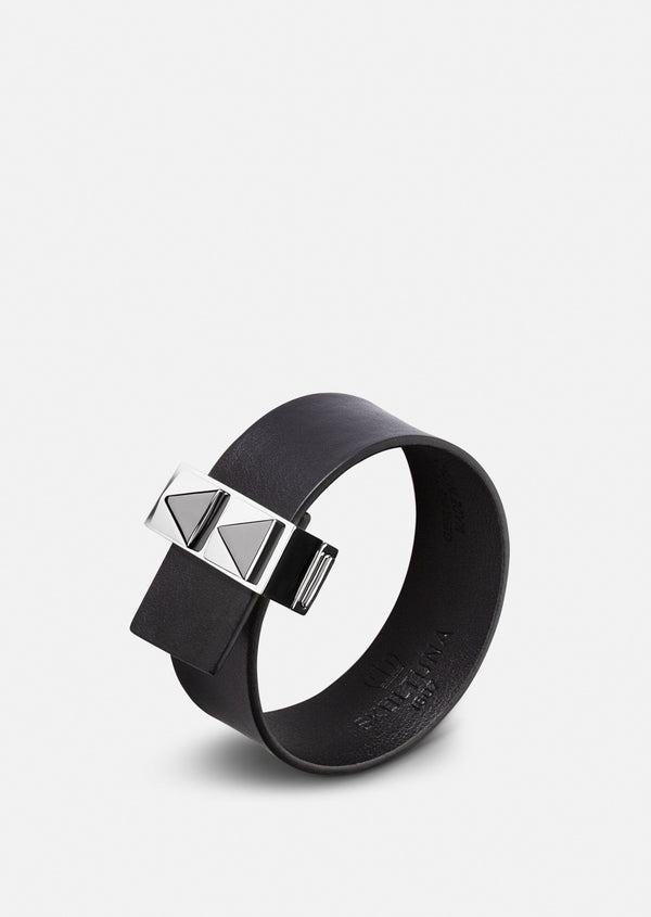 Clasp Rivets Bracelet Thin - Black