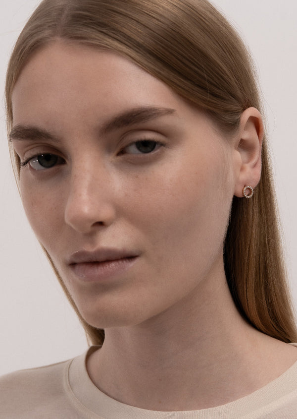 Pavé Series - Circle Earrings - Gold Vermeil