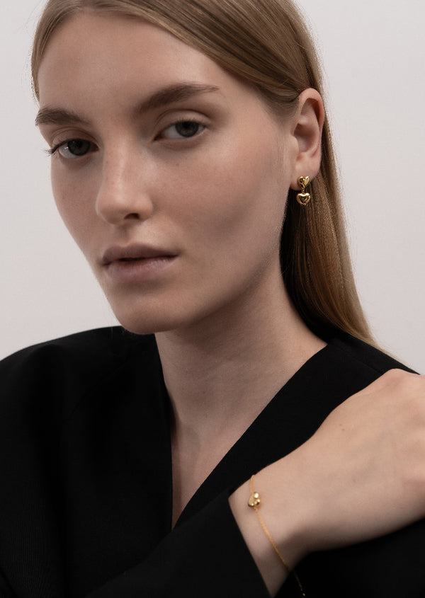 Heart Drop Earrings - Gold Vermeil