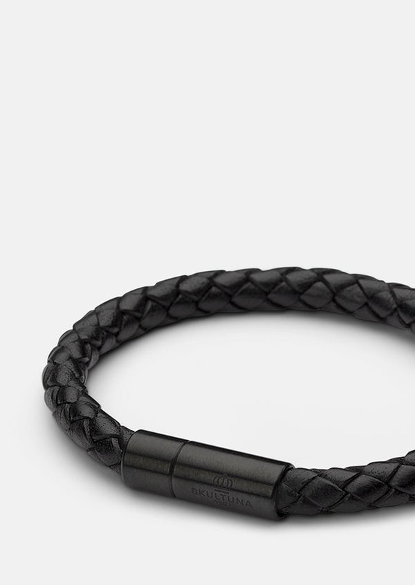 Leather Bracelet - Titanium Black / Black