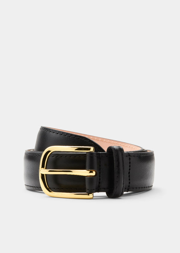 Skultuna Leather Belt - Black - Gold plated