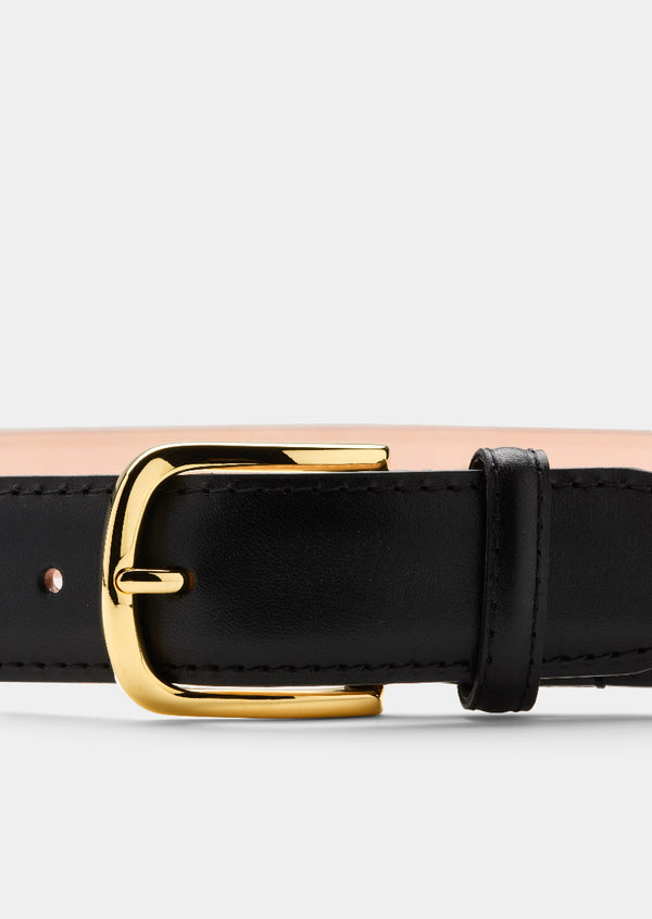 Skultuna Leather Belt - Black - Gold plated