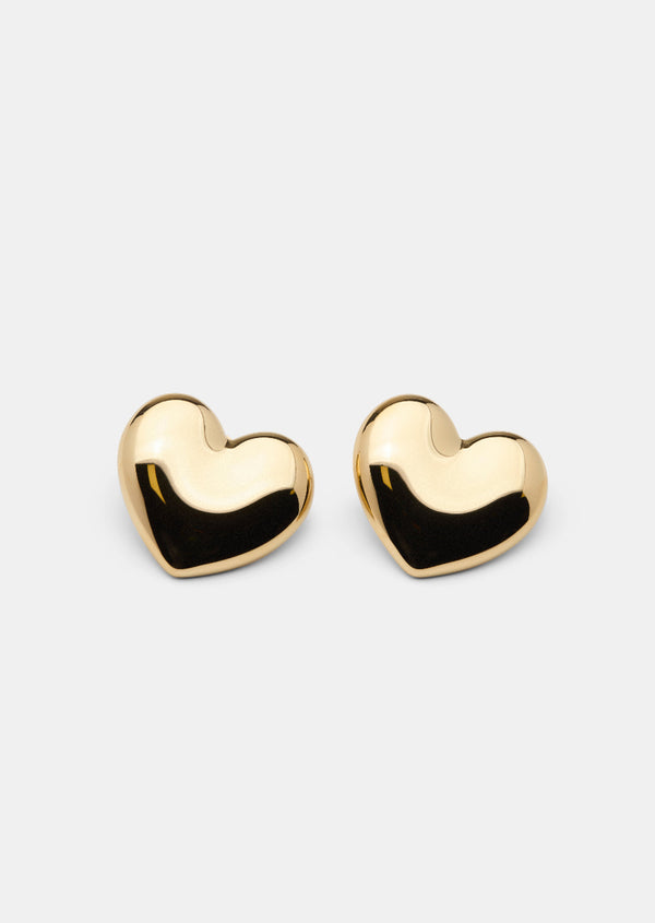 Large Heart Earrings - Gold Plated