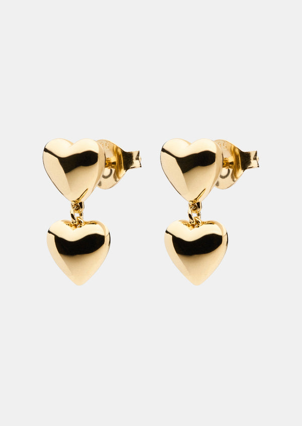 Heart Drop Earrings - Gold Vermeil