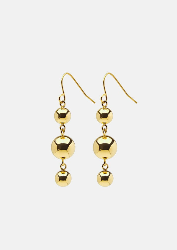 Triple Ball Drop Earrings – Gold Plated