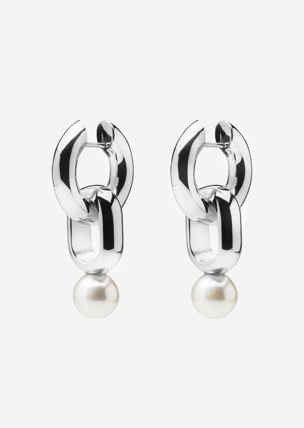 Hoop Earrings - Perle - Silver Plated