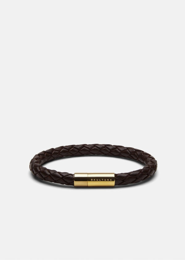 Leather Bracelet - Gold Plated / Dark Brown