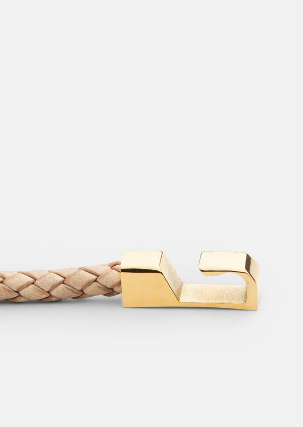 Hook Leather Bracelet Gold Plated - Natural