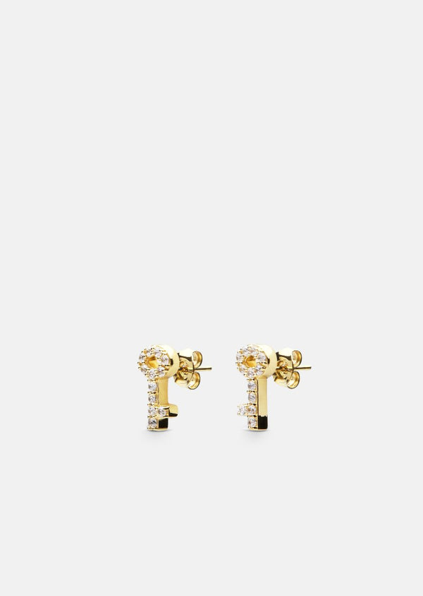Pavé Series - Key Earrings - Gold Vermeil
