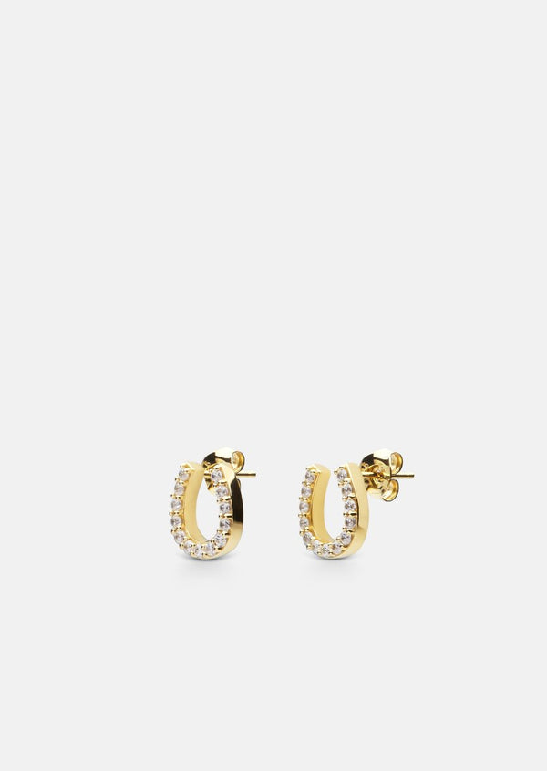 Pavé Series - Horse Shoe Earrings - Gold Vermeil