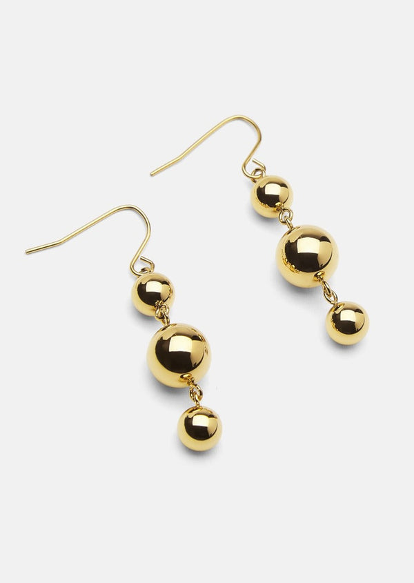 Triple Ball Drop Earrings – Gold Plated
