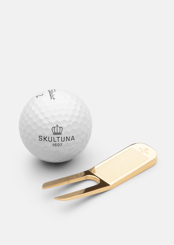 Divot Tool Gold Plated & Titleist Pro V1