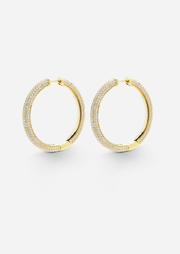 Simplicity Pave Hoop Earrings - Gold Plated - Large