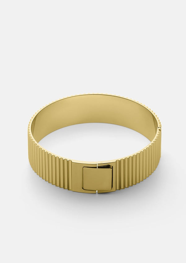 Ribbed Clasp Bangle - Gold Plated