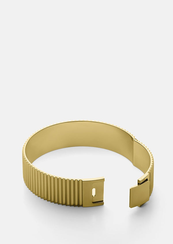 Ribbed Clasp Bangle - Gold Plated