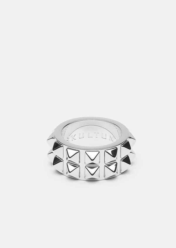 Double Rivets Ring – Silver Plated