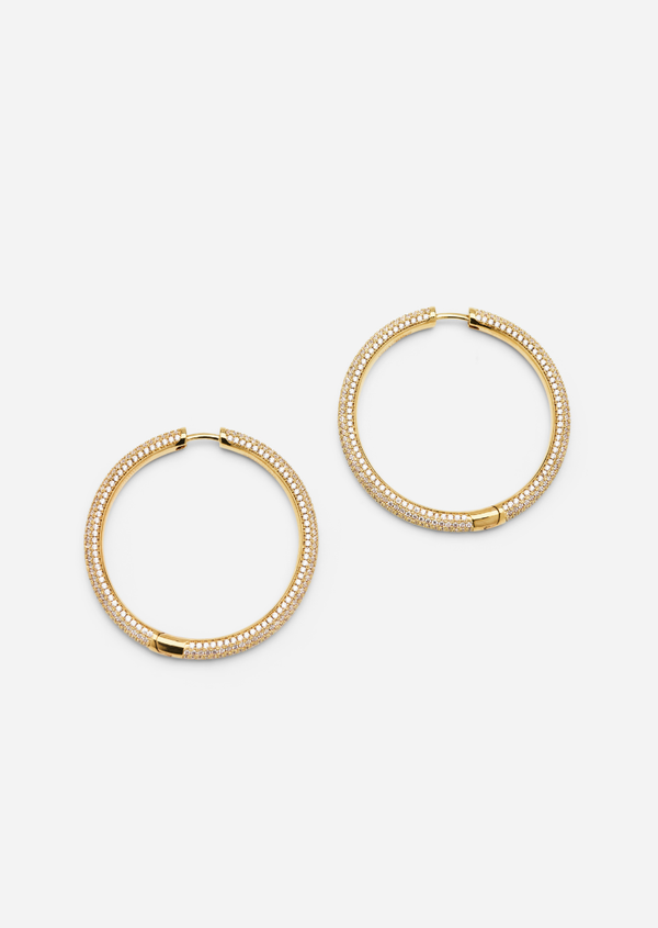 Simplicity Pavé Hoop Earrings - Gold Plated - XL