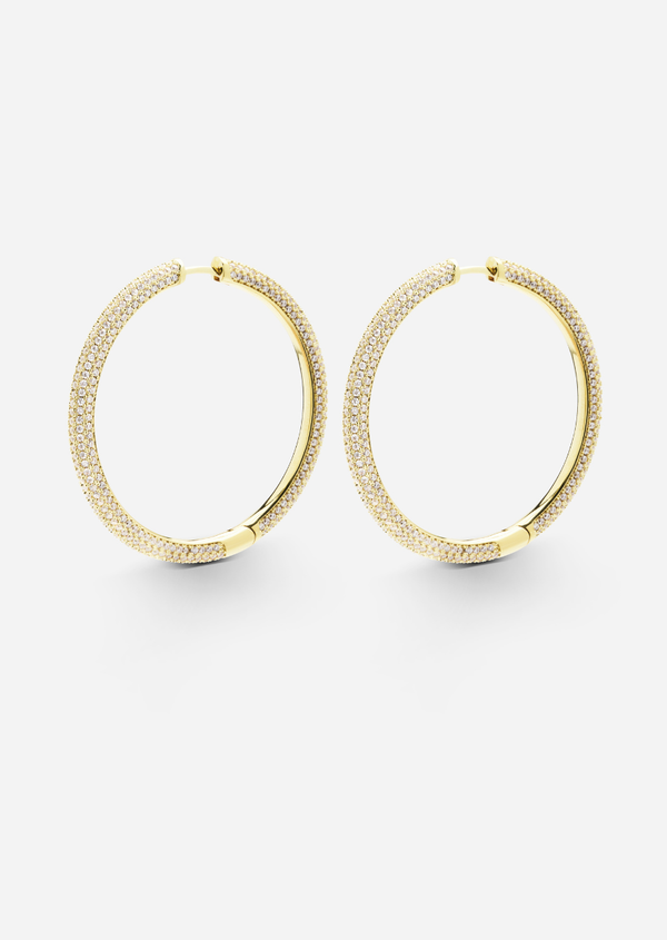 Simplicity Pavé Hoop Earrings - Gold Plated - XL