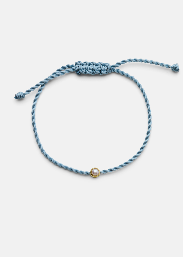 Cord Bracelet Pearl - Light Blue