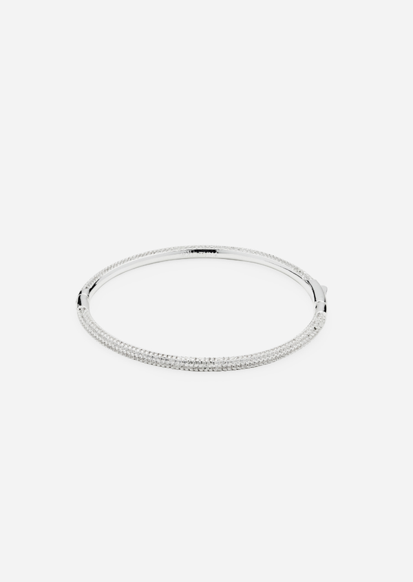 Simplicity Pavé Bangle - Silver Plated