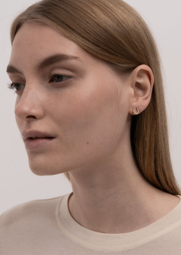 Pavé Series - Horse Shoe Earrings - Gold Vermeil