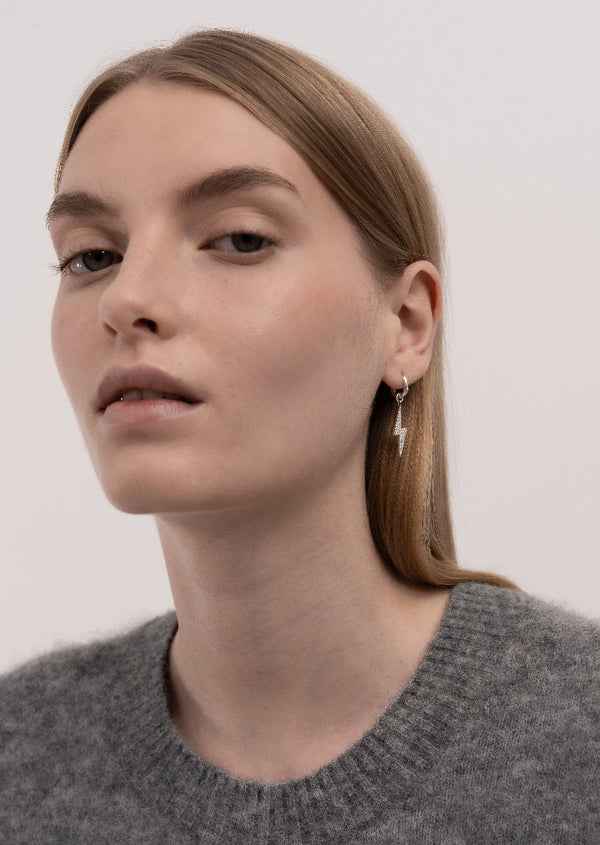 Pavé Series - Lightning Earrings – Sterling Silver