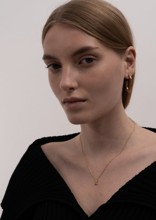 Pavé Letter - Gold Vermeil - A